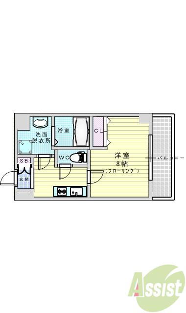 ELSOL ESAKA(1K/2階)の間取り写真
