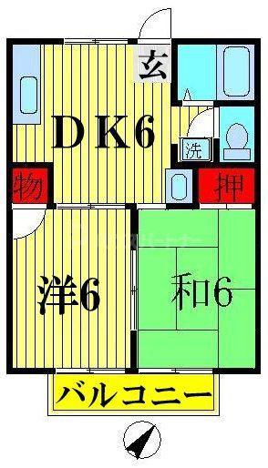 グリーンハイツ(2DK/2階)の間取り写真