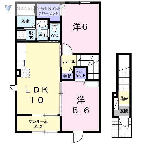 ノース・カムリー(2LDK/2階)の間取り写真