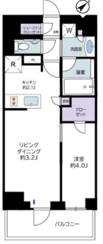 オープンレジデンシア新宿ザ・ハウス(1LDK/5階)の間取り写真