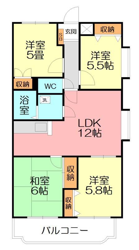 アゼリアコート(3SLDK/1階)の間取り写真