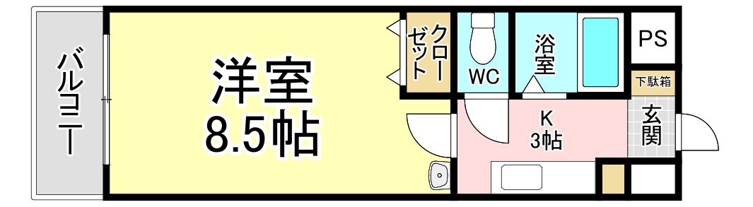 ギャラン前田(1K/9階)の間取り写真