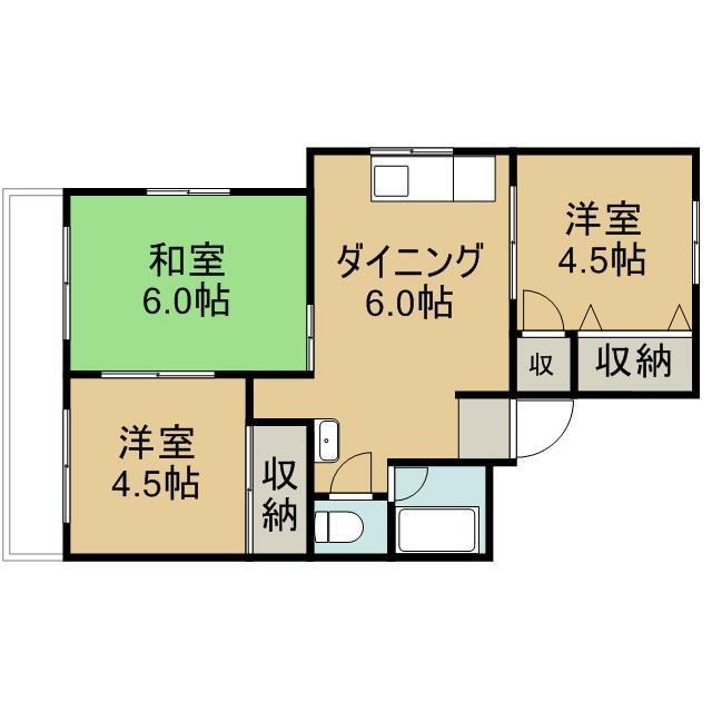 レイクサイドハイツB(3DK/2階)の間取り写真