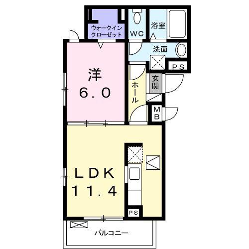 ベル フルーフI(1LDK/2階)の間取り写真