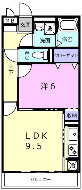 QUALIA(1LDK/2階)の間取り写真