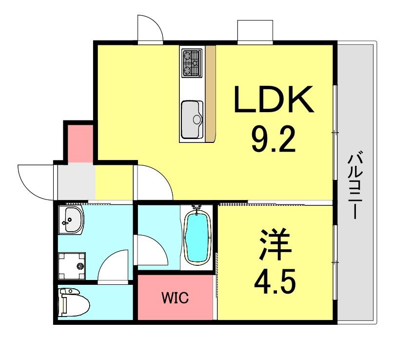 サンライト割塚(1LDK/6階)の間取り写真