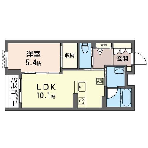 コンブリッサV(1LDK/1階)の間取り写真