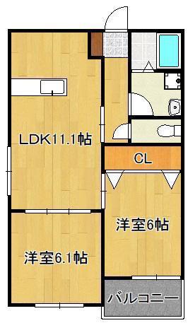 CONFORT O(2LDK/2階)の間取り写真