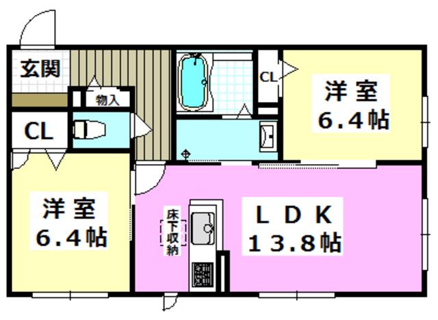 シャーメゾン太成(2LDK/1階)の間取り写真