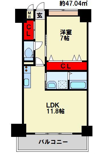GRAVIS(1LDK/6階)の間取り写真