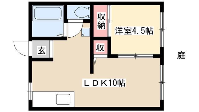 アルス極楽A棟(1LDK/2階)の間取り写真