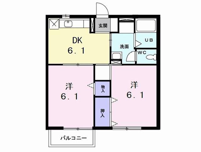ヒルズ栄(2DK/2階)の間取り写真