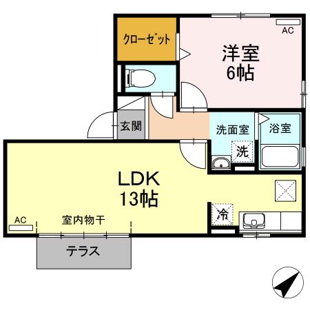 グランシャリオ北斗七星(1LDK/1階)の間取り写真