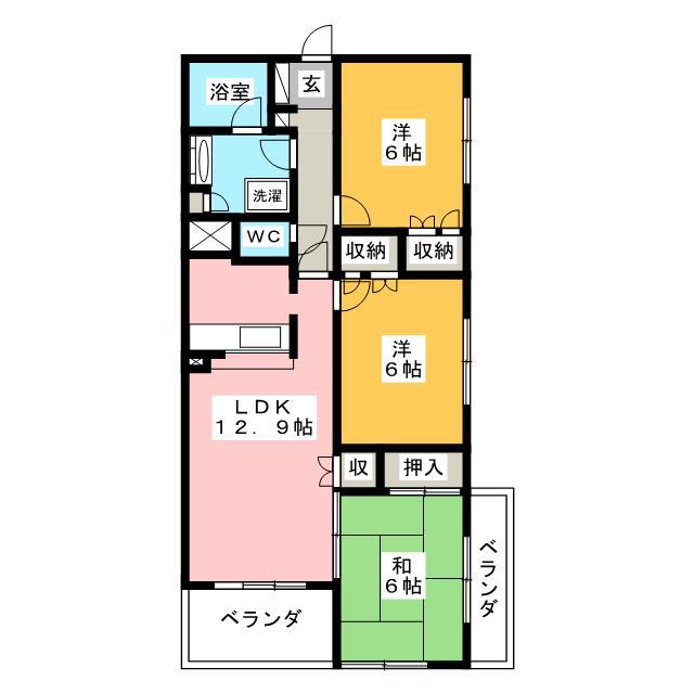 ライオンズプラザ平塚見附町(3LDK/9階)の間取り写真
