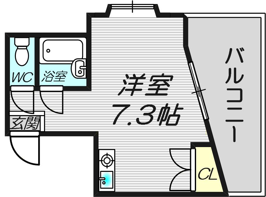 サンロイヤルみやこ(1K/6階)の間取り写真