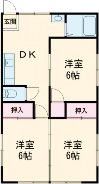 フレンドK(3DK/2階)の間取り写真