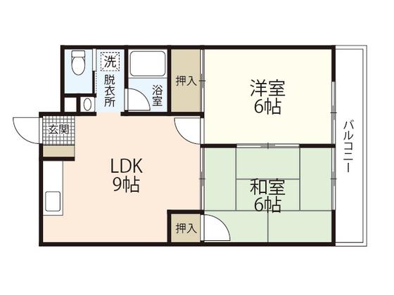 ロイヤルハウス山手(2DK/4階)の間取り写真