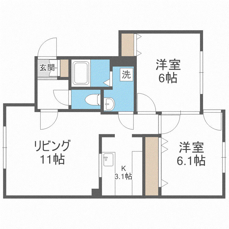 9TH CLOUD(2LDK/1階)の間取り写真