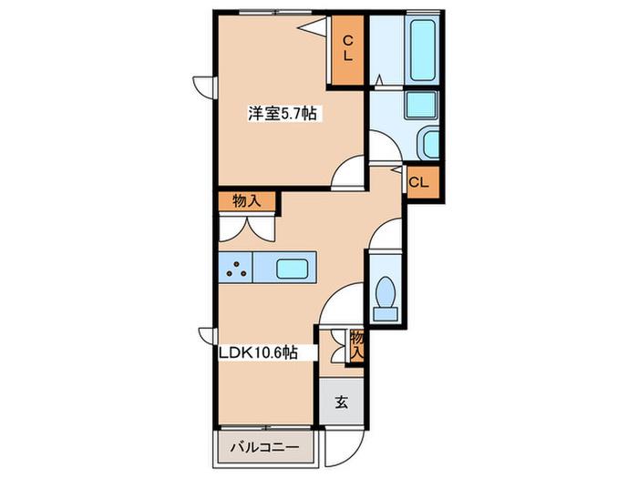 LE BOISあかね台D(1LDK/1階)の間取り写真