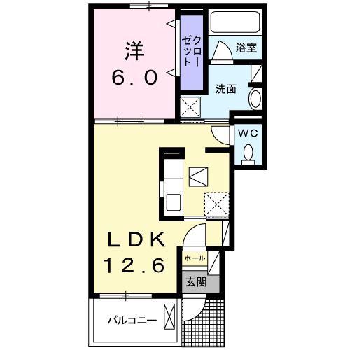 サウスルーチェI(1LDK/1階)の間取り写真