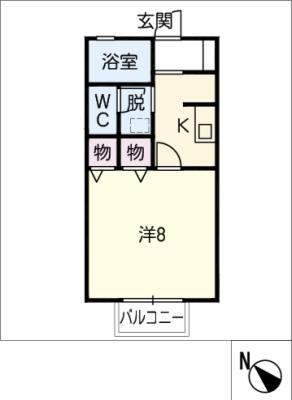 コーポNKD B棟(1K/2階)の間取り写真