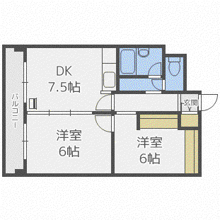 白石ビル(2DK/3階)の間取り写真