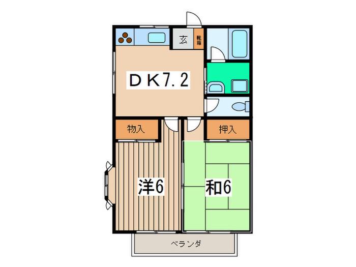 チェリーハイム(2DK/1階)の間取り写真