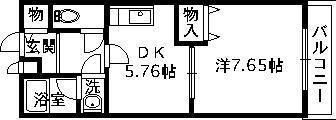 フジパレス 西大路(1DK/1階)の間取り写真