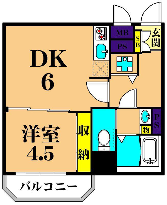 第一新世界ビル(1DK/4階)の間取り写真