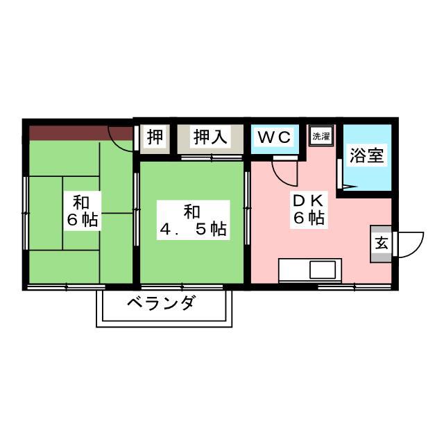 フォーブル北斗本町(2DK/1階)の間取り写真