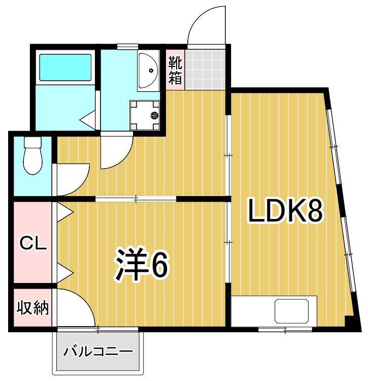 桂ビル(1LDK/2階)の間取り写真