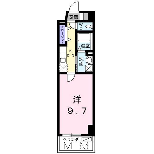 プレミアム 天久(1K/8階)の間取り写真