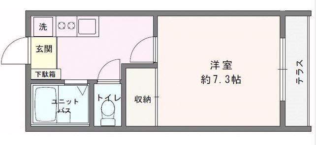 ユニベール(1K/2階)の間取り写真