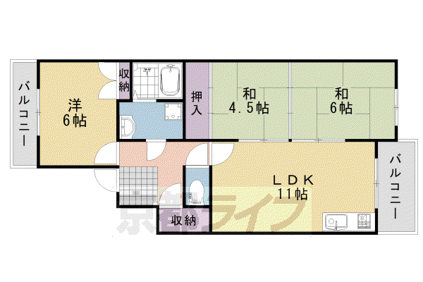 スクエアメゾン並河B(3LDK/1階)の間取り写真