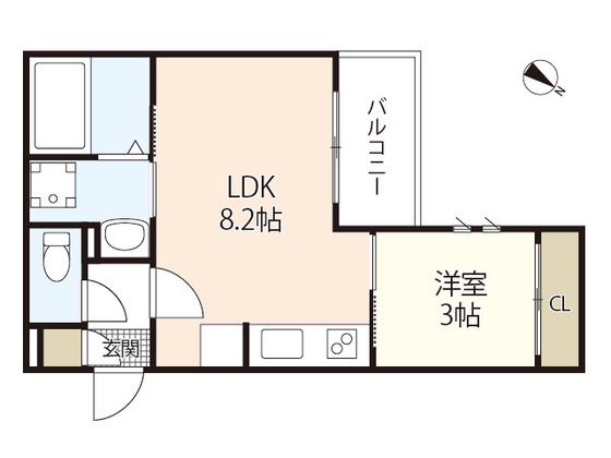 REGALEST 廿日市本町II(1LDK/1階)の間取り写真