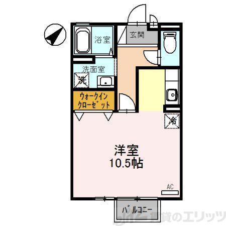 パークサイドヒロツグB棟(ワンルーム/2階)の間取り写真