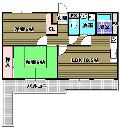 リビオ金剛(2LDK/2階)の間取り写真