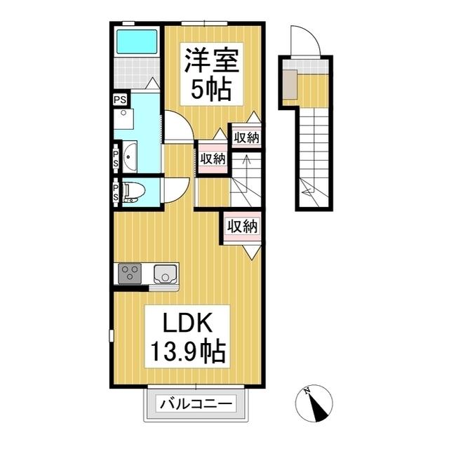 COACHELLA コーチェラ(1LDK/2階)の間取り写真