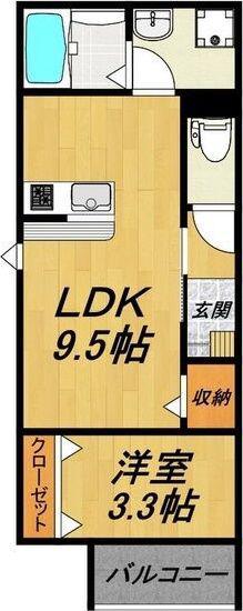 LE COCON エルヴァ(1LDK/1階)の間取り写真