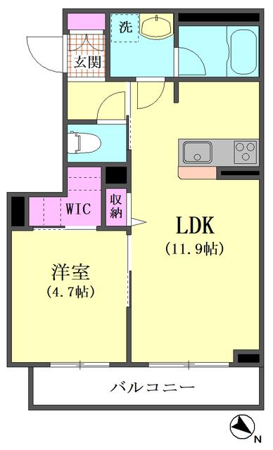 ミ・プリューム(1LDK/1階)の間取り写真