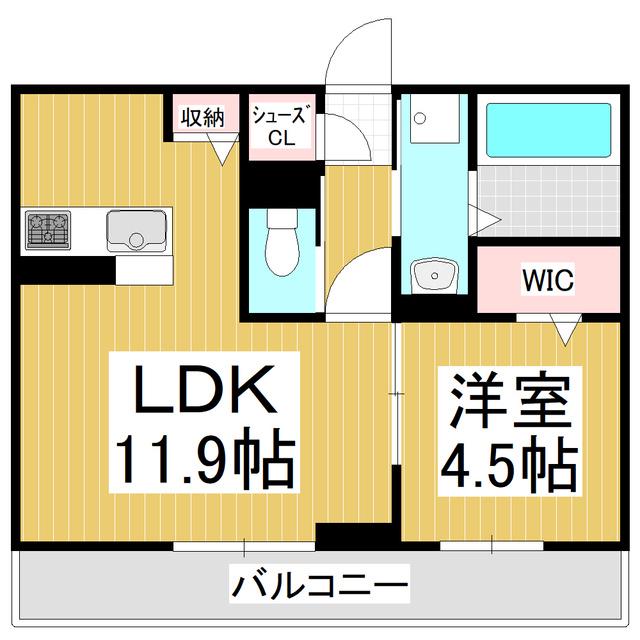 GRAND D-ROOM女鳥羽(1LDK/2階)の間取り写真