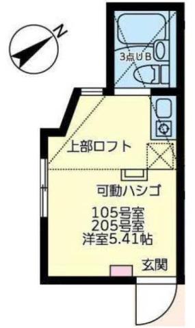 ユナイト和田町スウィーツアンサンブル(ワンルーム/1階)の間取り写真