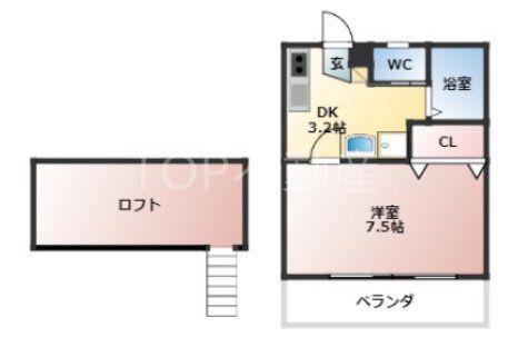 ベルクルール(1K/2階)の間取り写真