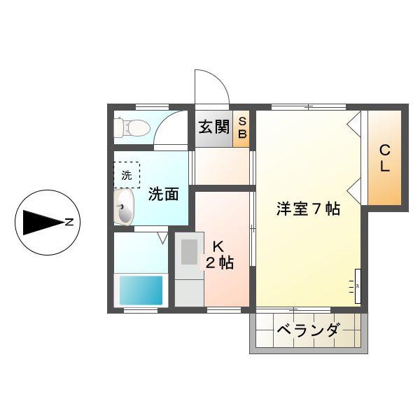 イーストビレッジ(1K/2階)の間取り写真