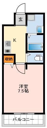 エヌエムキャラントヌフ(1K/4階)の間取り写真