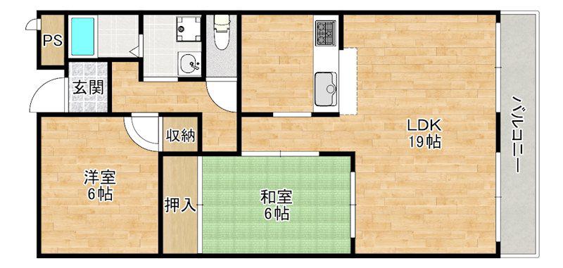 ブエナビスタ和泉中央(2LDK/2階)の間取り写真