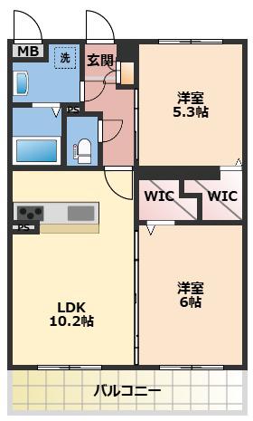 ユーミー三葛(2LDK/2階)の間取り写真