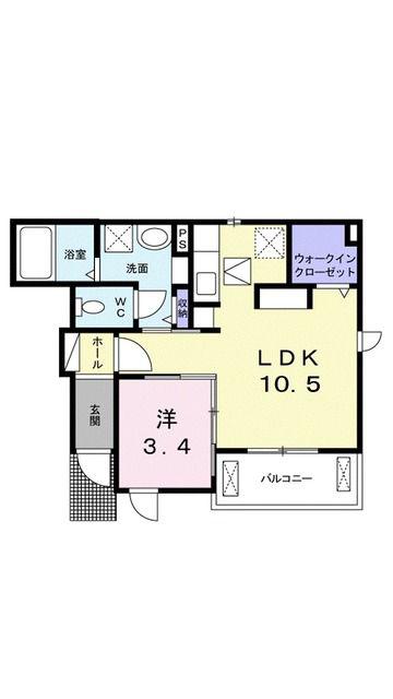 レティスV(1LDK/1階)の間取り写真