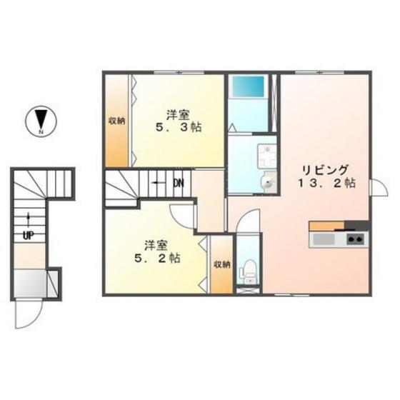 CASA柏木(2LDK/2階)の間取り写真