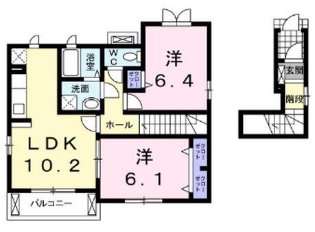 ネモリーノ(2LDK/2階)の間取り写真